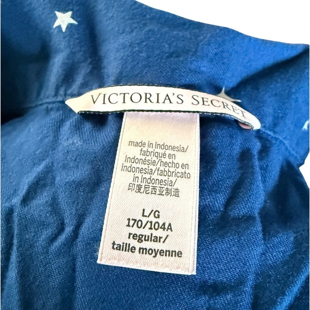 Victoria's Secret Celestial Pajama Top Stars Moon Button Front Sleep Shirt L‎
